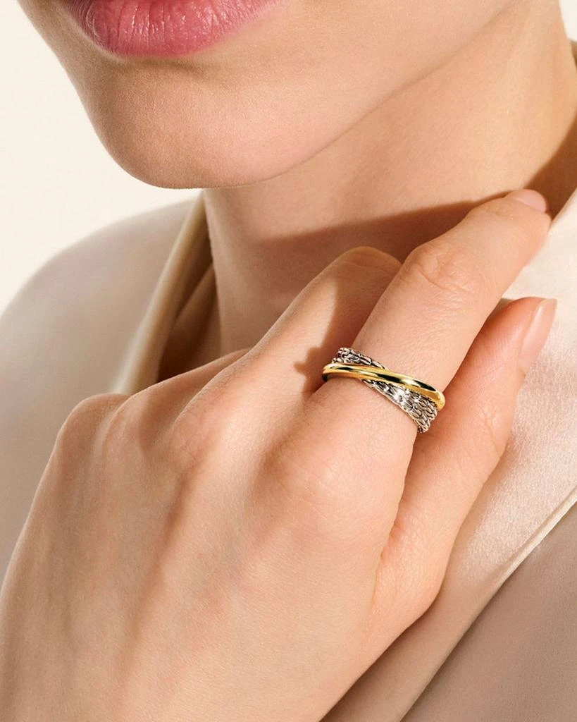 John Hardy 14K Yellow Gold & Sterling Silver JH Essentials Crossover Ring 2