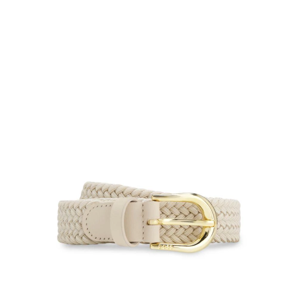 Hugo Boss Woven belt with leather trims