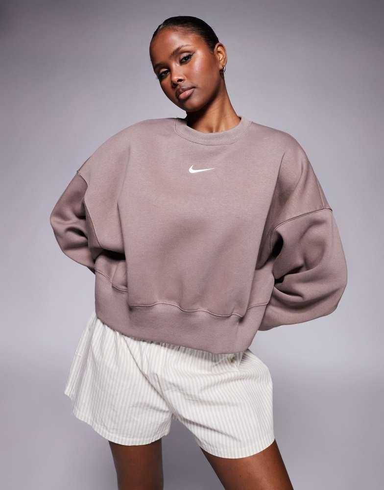 Shop Nike Phoenix Fleece over-oversized sweatshirt in brown