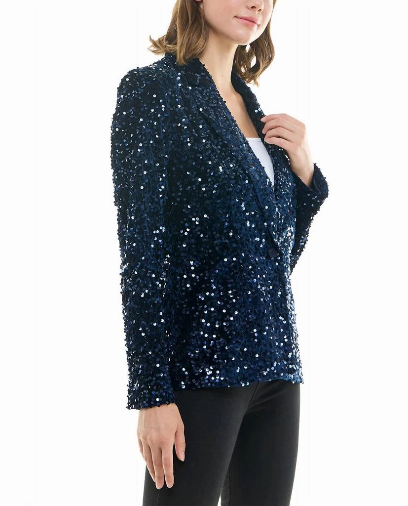 Nicole Miller Dani Velvet Sequin Jacket In Navy 3