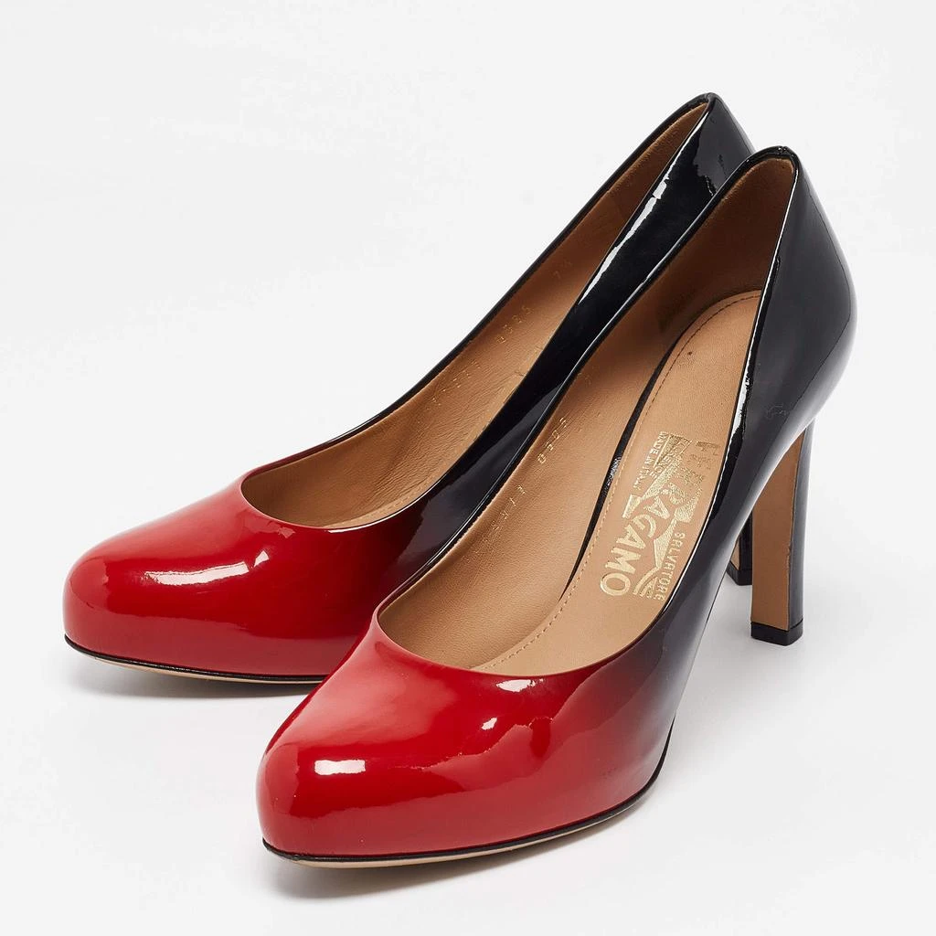 Salvatore Ferragamo Salvatore Ferragamo Red/Black Ombre Patent Leather Platform Pumps Size 38 2