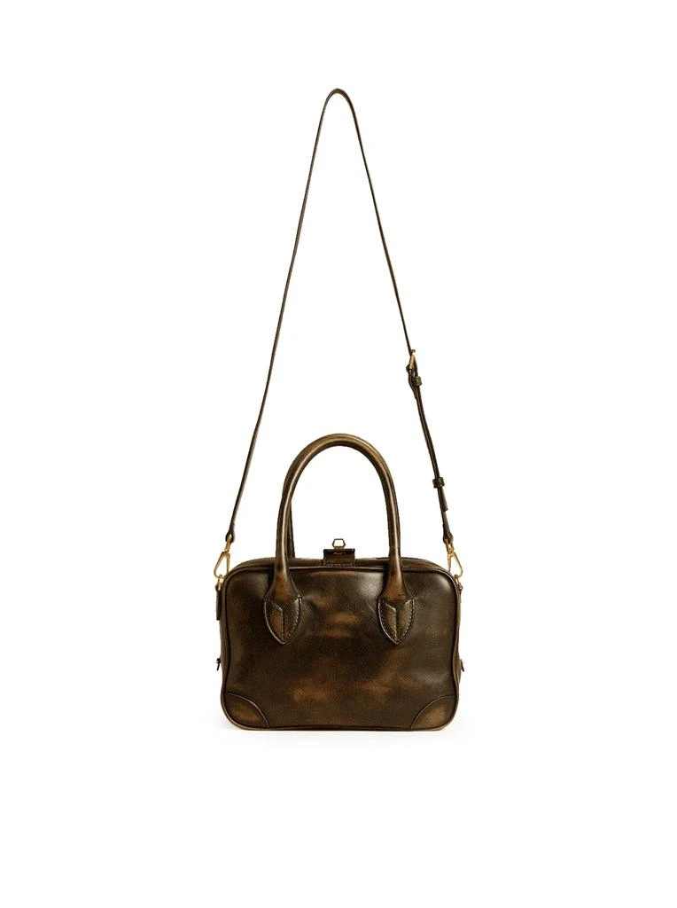 Golden Goose Deluxe Brand VITA BAG IN BLACK DISTRESSED LEATHER AND GOLD DETAILS 4