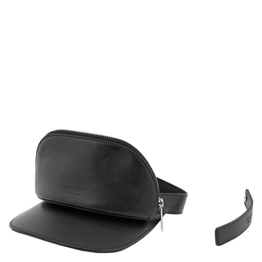 Burberry Black Leather Zip-Pocket Visor 1