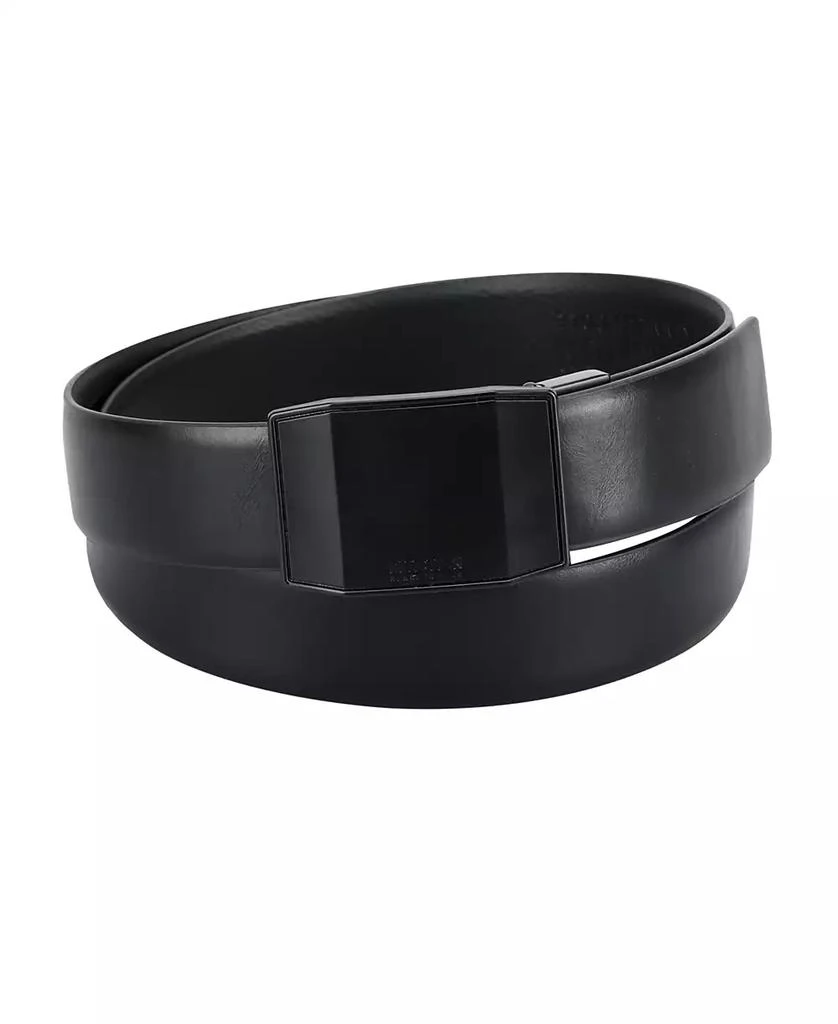 Kenneth Cole Men's Exact System Track Lock Matte Black Plaque Buckle Belt 1