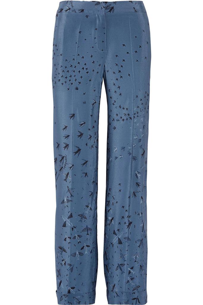 Valentino Swallow Metamorphosis printed silk crepe de chine wide-leg pants