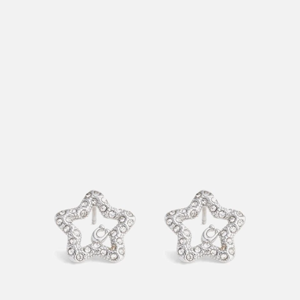 Coach Coach Signature Silver-Tone Pavé Star Stud Earrings 1