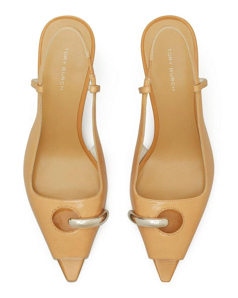 Tory Burch Women's Pierced Peep Toe Slingback Pumps 4