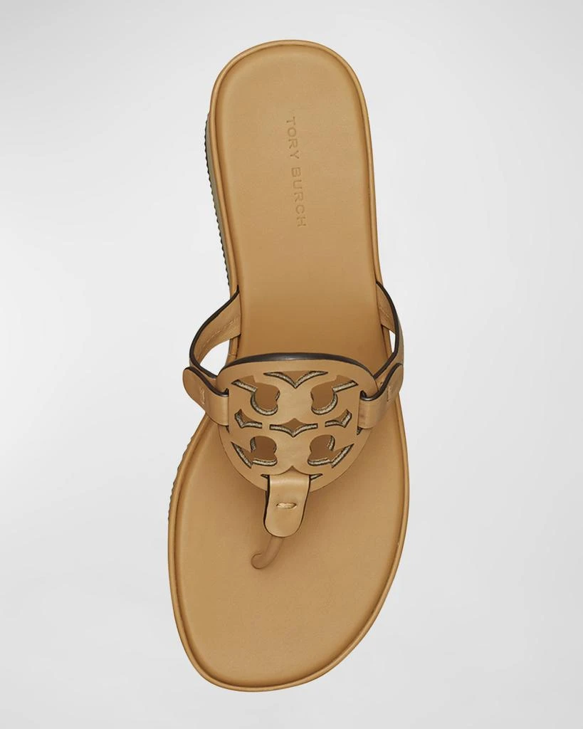 Tory Burch Miller Leather Logo Wedge Thong Sandals 5