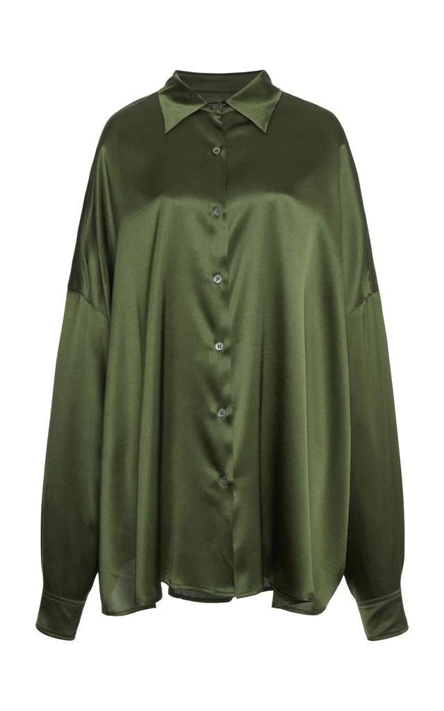 Dries Van Noten Dries Van Noten Casia Cocoon Stretch Silk-Satin Shirt - Moda Operandi 1
