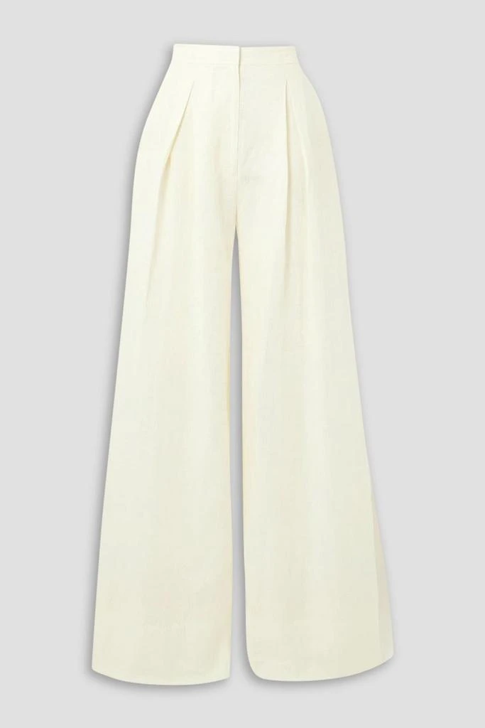 PEONY SWIMWEAR Pleated linen wide-leg pants 1