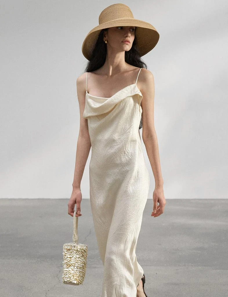 Pixie Market Beige Satin Maxi Dress 1