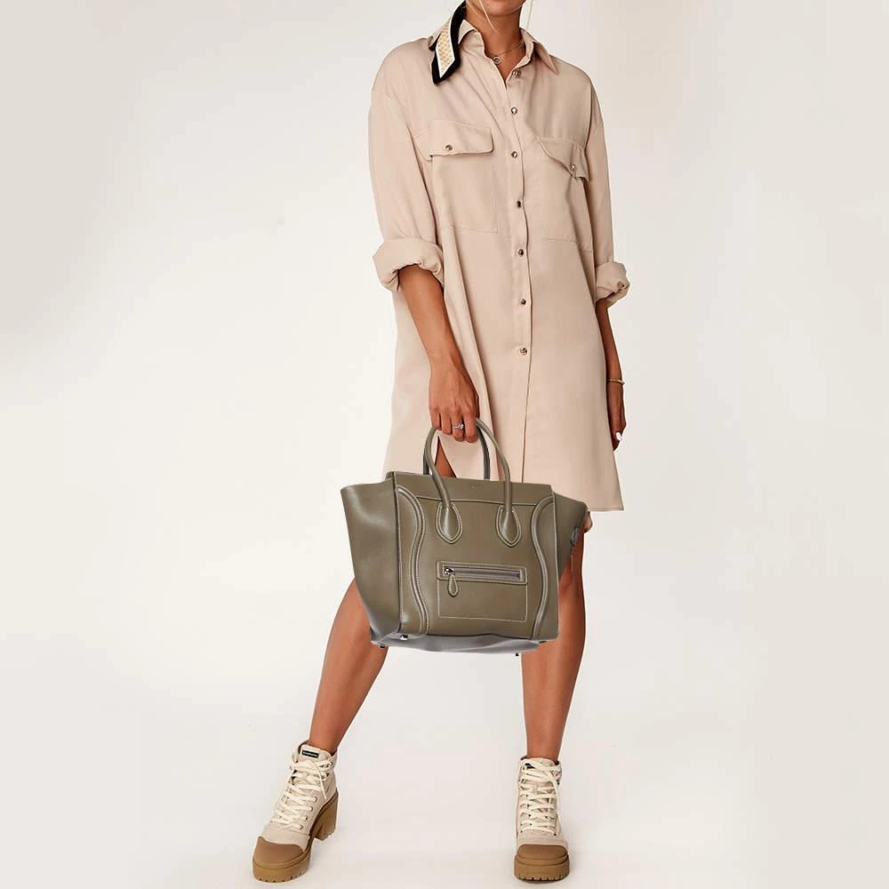 Celine Celine Grey Leather Mini Luggage Tote 2