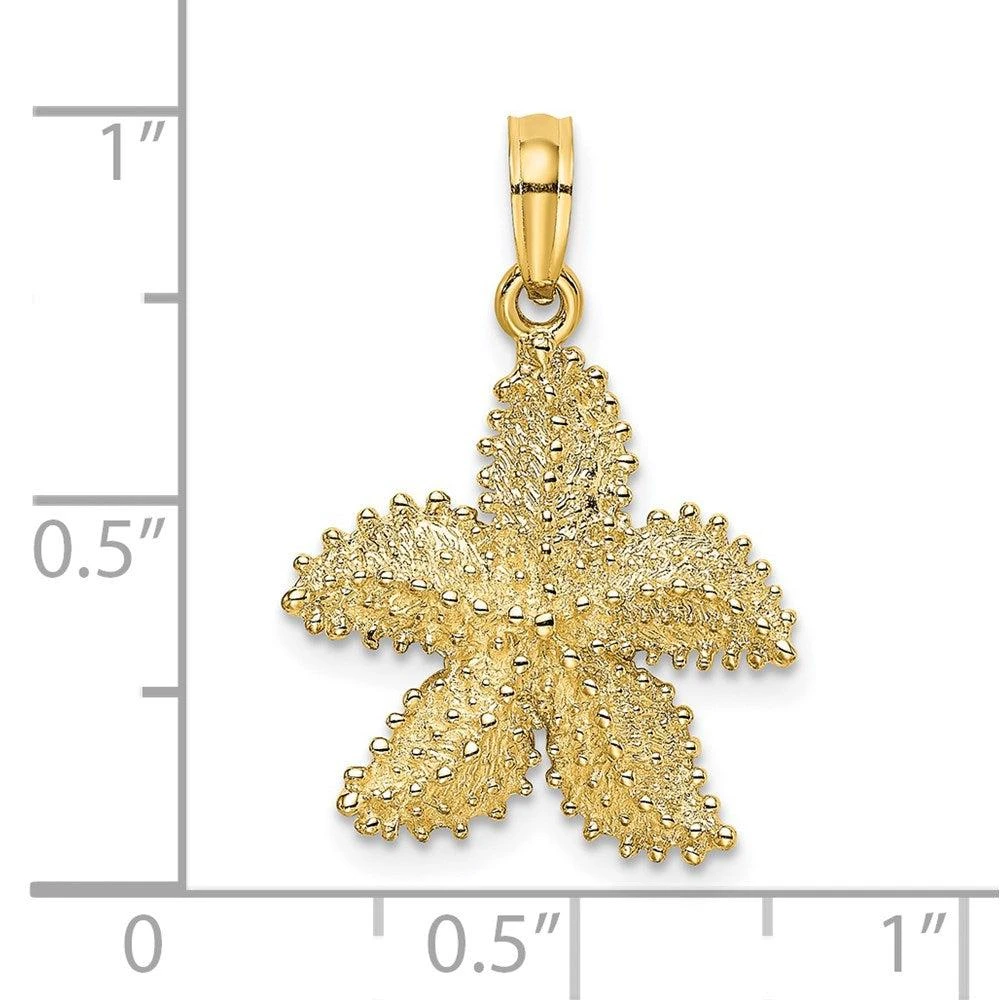 Diamond2Deal 14k Yellow Gold Textured Starfish Charm Pendant 3