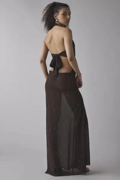 Jaded London Jaded London Moara Sheer Shimmer Knit Plunge Open-Back Maxi Dress 3
