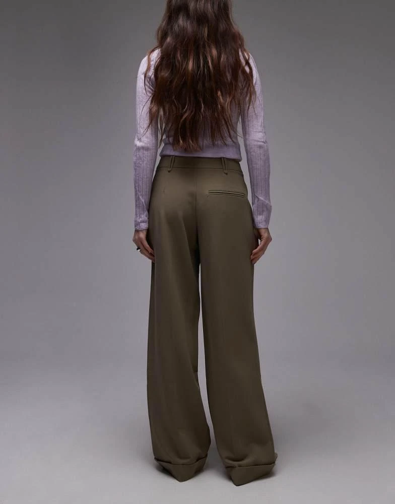 Topshop Topshop twill straight leg trouser in mushroom 4