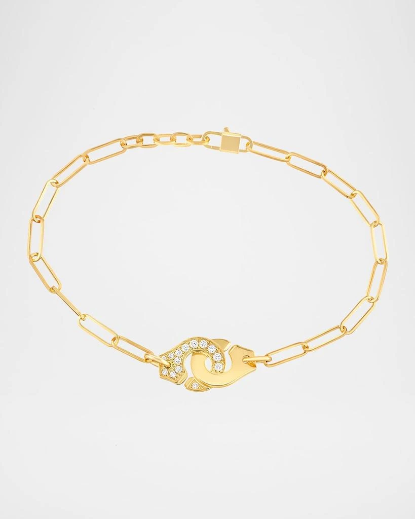 DINH VAN Yellow Gold Menottes R10 Medium One-Side Diamond Bracelet