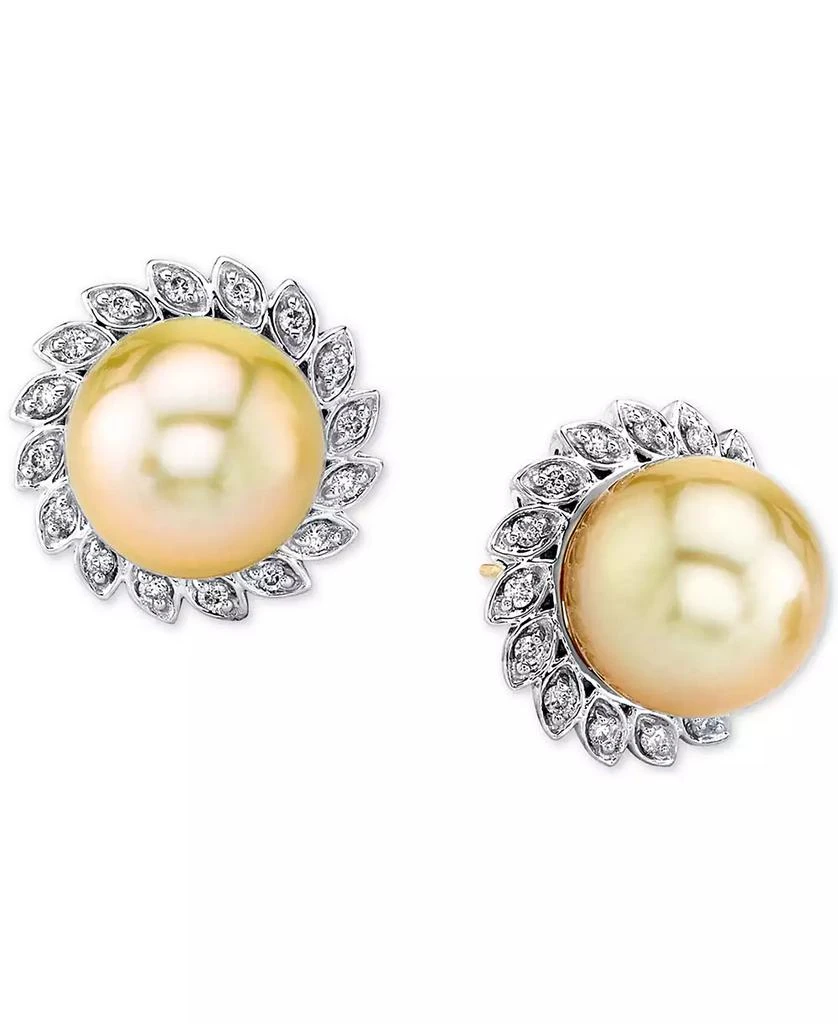 Macy
s Cultured Golden South Sea Pearl (10mm)
Diamond (1/4 ct. t.w.) Stud Earrings in 10k Gold