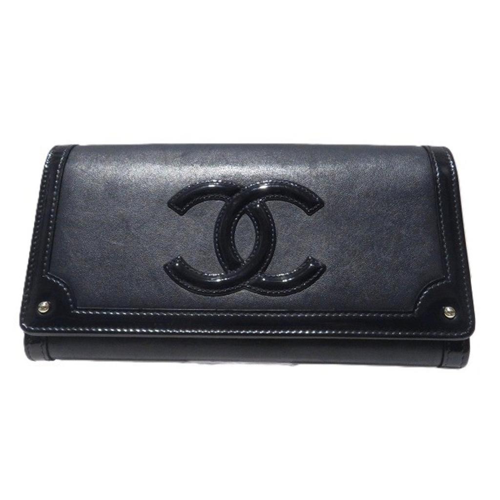 Chanel Navy Leather Coin Purse/Coin Case (Pre-Owned)