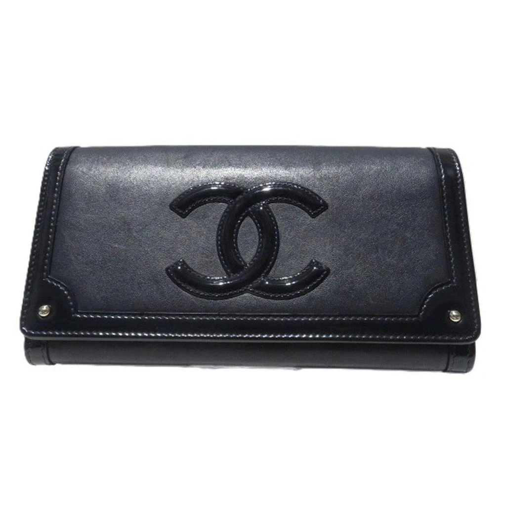 Chanel Navy Leather Coin Purse/Coin Case (Pre-Owned) 1