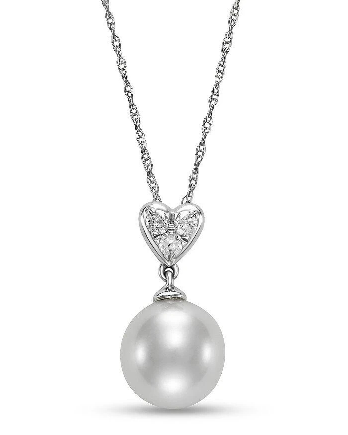 Bloomingdale
s Fine Collection Freshwater Pearl 
Diamond Heart Pendant Necklace in 14K White Gold, 16-18"