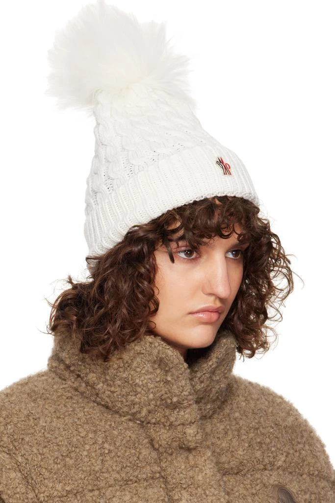 Moncler White Wool Pom Pom Beanie 2