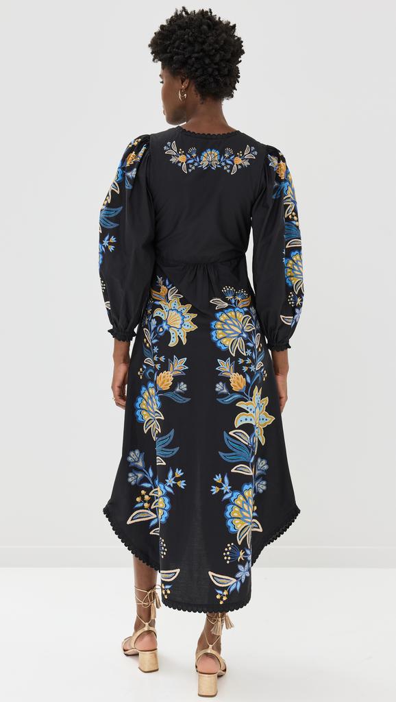 FARM Rio Stitched Garden Black Midi Dress