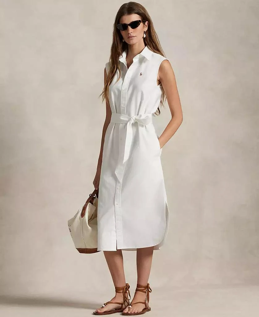 Ralph Lauren Women's Belted Oxford Sleeveless Shirtdress 1