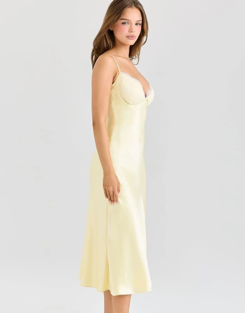 House of CB House of CB Felicity butter yellow satin bias cut midi dress in butter yellow 3