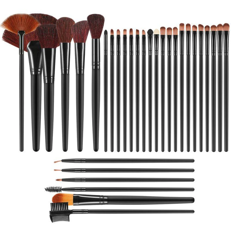 VYSN 32 Piece Professional Makeup Brush Set With PU Leather Bag Foundation, Concealer, Eyeshadow Brushes 1