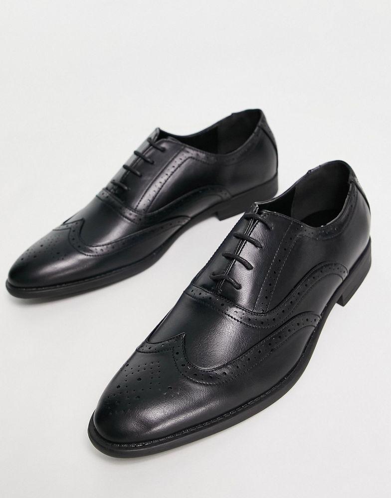 ASOS ASOS DESIGN faux leather brogue shoes in black