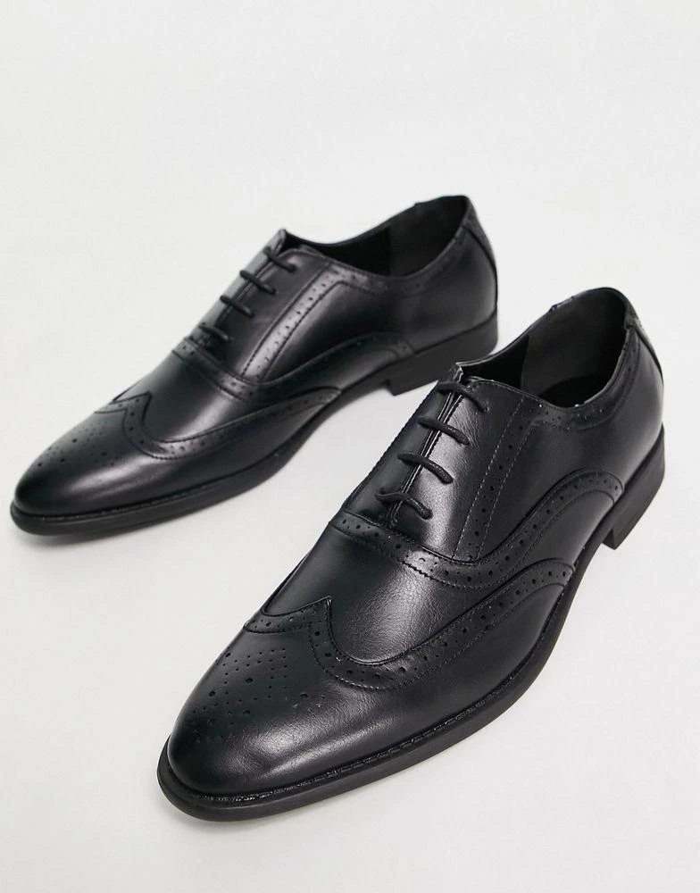 ASOS DESIGN ASOS DESIGN faux leather brogue shoes in black 2