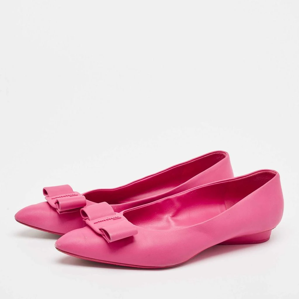 Salvatore Ferragamo Salvatore Ferragamo Pink Leather Viva Bow Ballet Flats Size 40 2