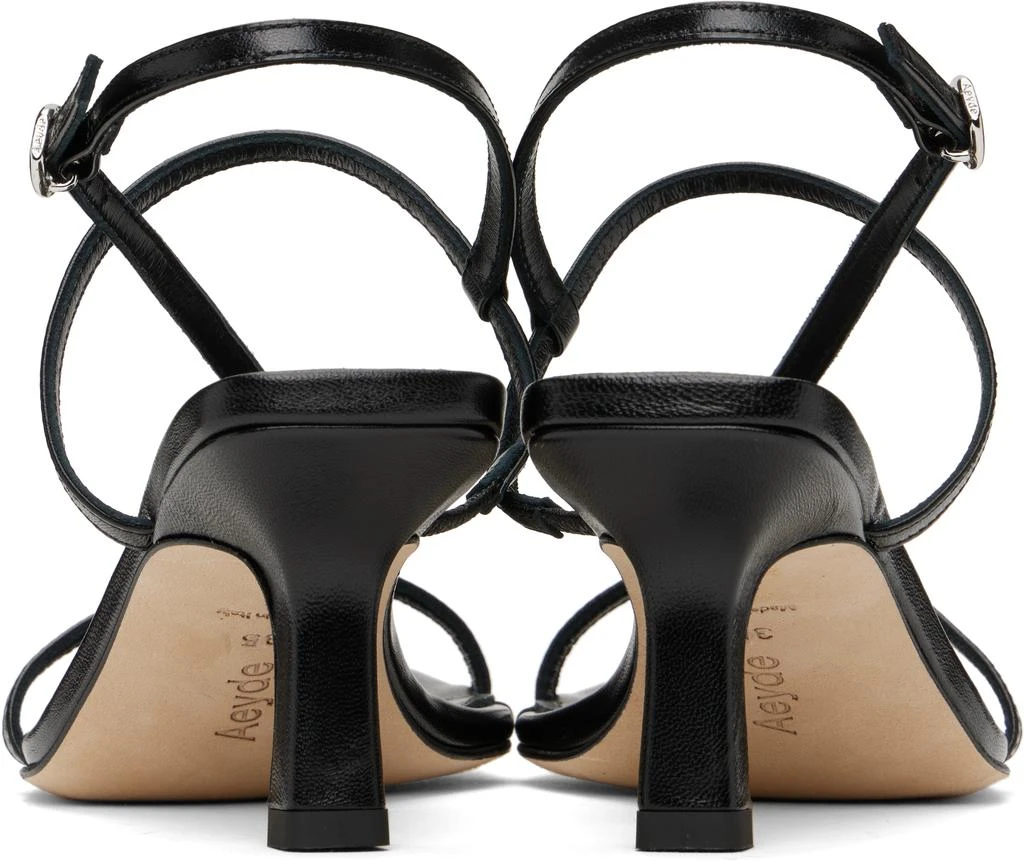 AEYDE Black Elise Leather Toe-Post Heeled Sandals 2