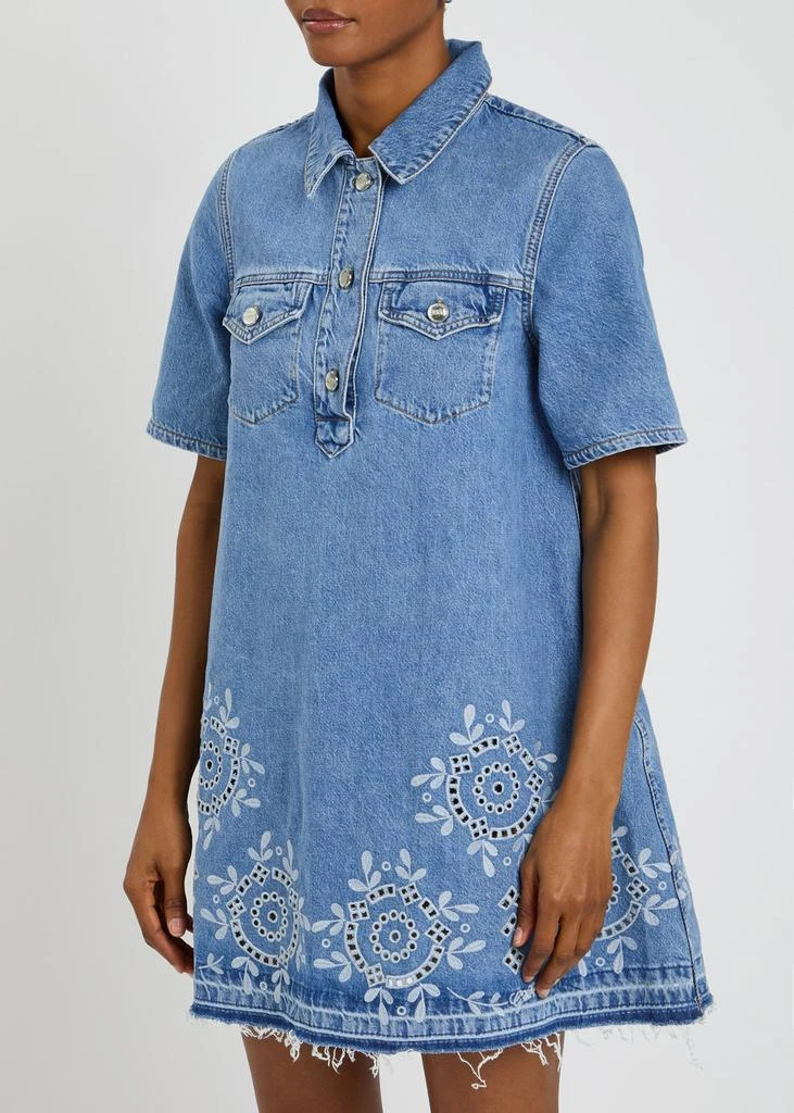 white christmas dresses Ganni Broderie Anglaise Denim Mini Dress – Prinsesse2ben main image 0