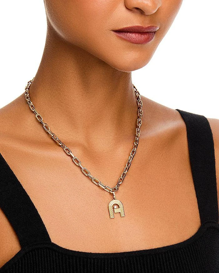 Adina Reyter 14K Yellow Gold Groovy Diamond Initial Pendant 4