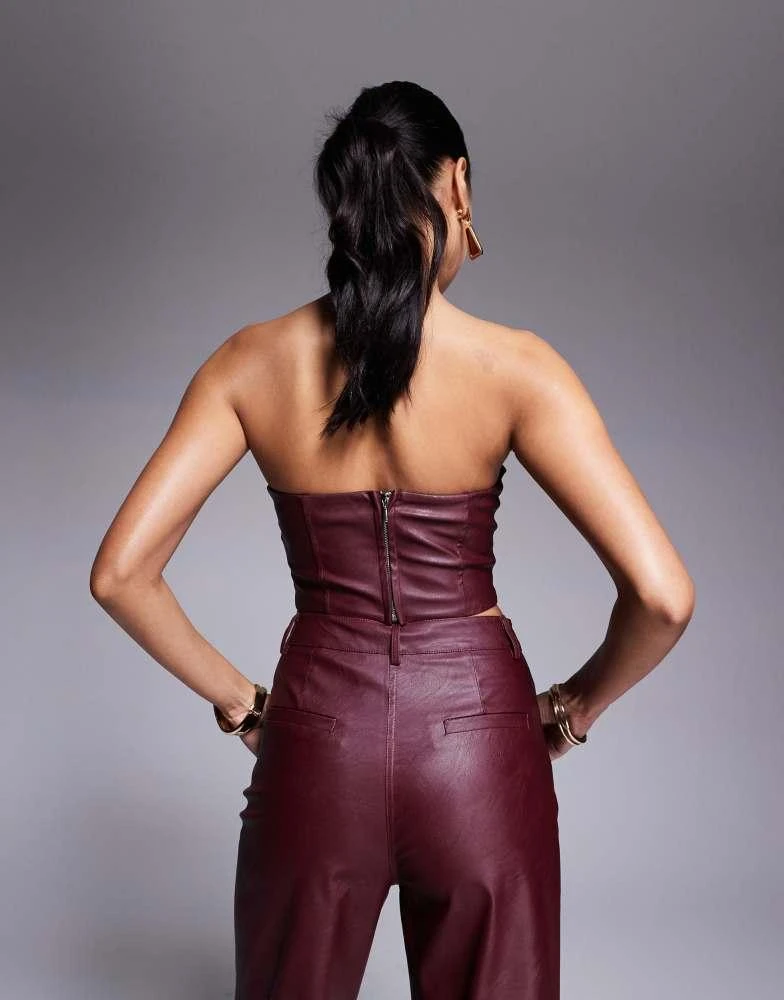 Jaded Rose Jaded Rose bandeau corset crop top co-ord in oxblood 3