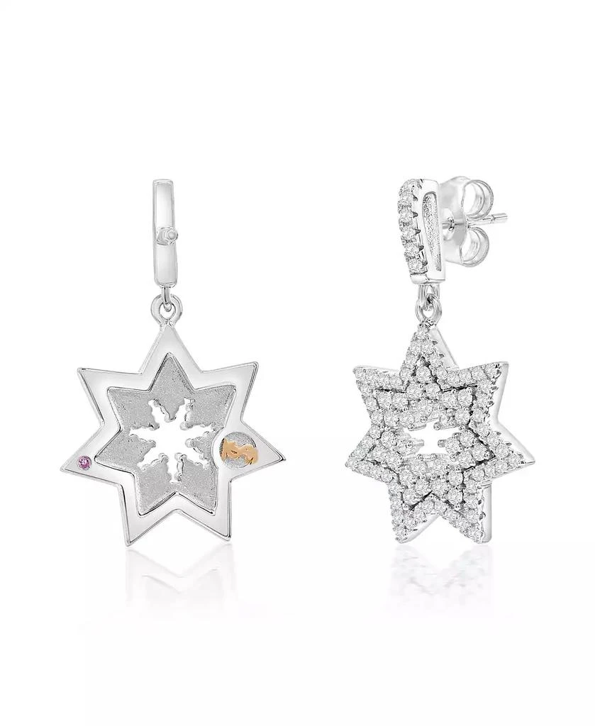 Suzy Levian New York Sterling Silver Cubic Zirconia Snowflake Drop Earrings 2