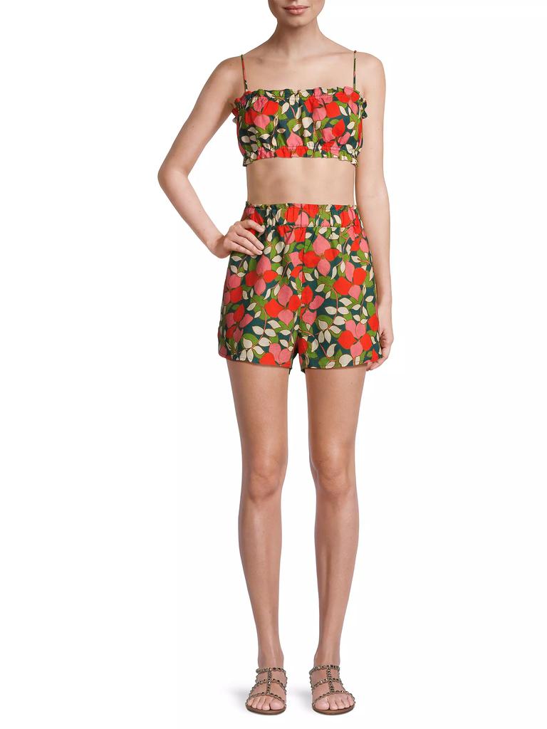 Birds of Paradis Lucy Floral High-Waisted Linen Shorts