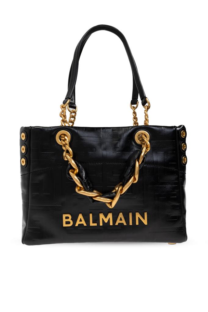 Balmain B-Army Medium Shopper Bag - - Raffia - Neutral/Black