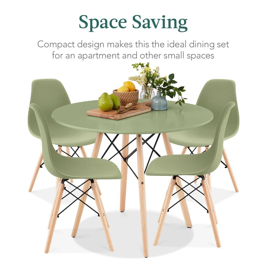 Best Choice Products 5-Piece Compact Mid-Century Modern Dining Set w/ 4 Chairs, Wooden Legs 6