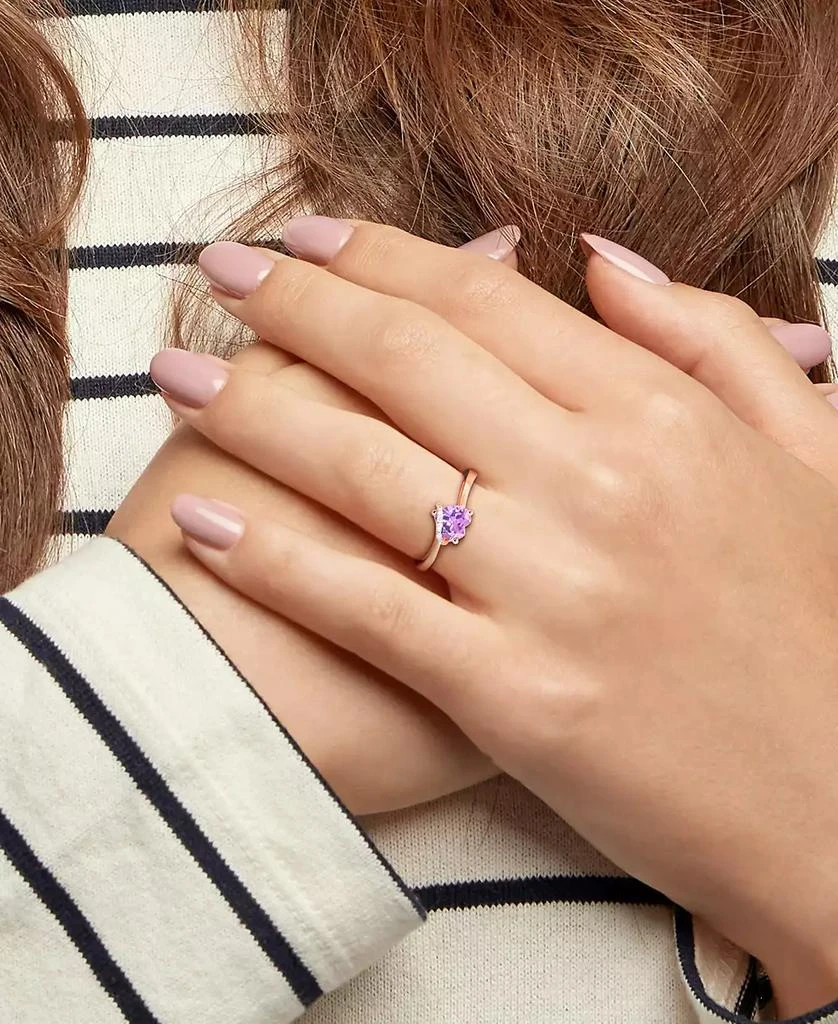 Macy's Amethyst (5/8 ct. t.w.) & Diamond Accent Heart Promise Ring in 18k Rose Gold Flash-Plated Sterling Silver 3