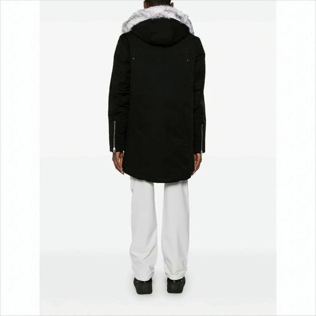 Moose Knuckles Hooded Long Black Padded Coat With Fur Trim And Multiple Pockets 3