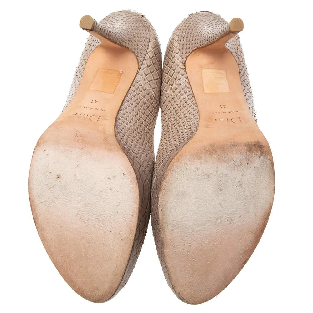 Dior Dior Grey Python Embossed Leather Peep Toe  Pumps Size 41 6