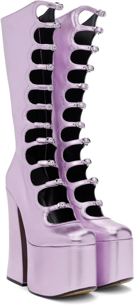 Marc Jacobs Purple 'The Metallic Kiki' Knee High Boots 4