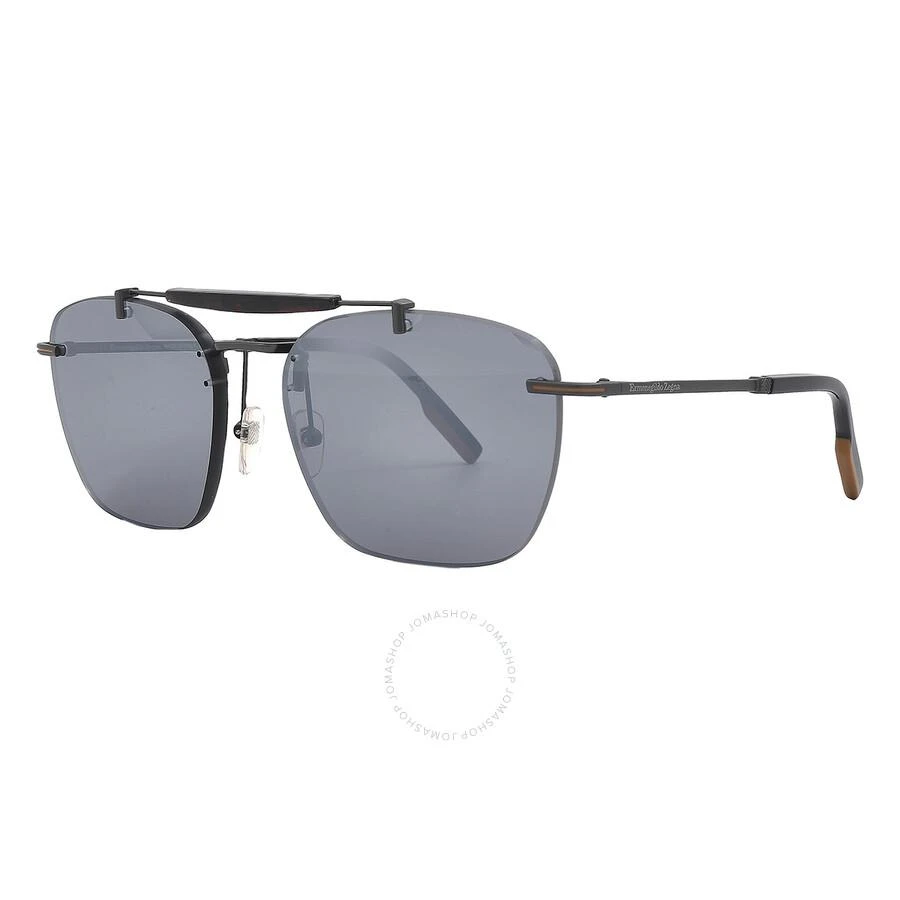 Ermenegildo Zegna Silver Smoke Mirror Navigator Men's Sunglasses EZ0155 09E 59 3