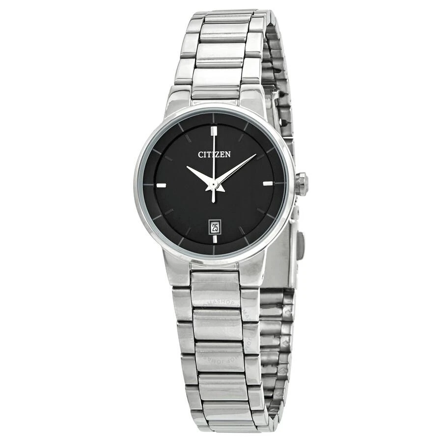 Citizen Quartz Black Dial Stainless Steel Ladies Watch EU6010-53E 1