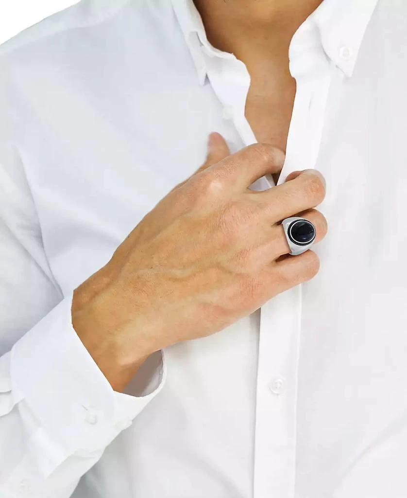 Effy EFFY® Men's Onyx (17 x 12-1/2mm) & Black Spinel (1/4 ct. t.w.) Oval Statement Ring in Sterling Silver 2