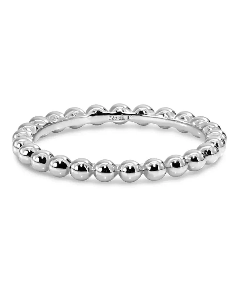 DEVATA Beaded Ball Ring in Rhodium Plated Sterling Silver, Size
