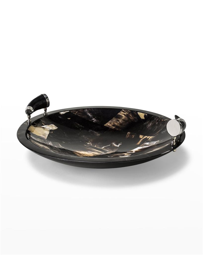 LADORADA Round Horn Veneer Platter With Horn Handles