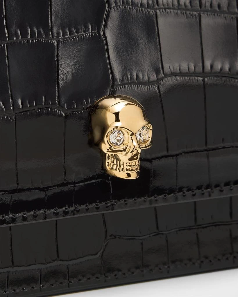 McQueen Skull Croc-Embossed Leather Shoulder Bag 5